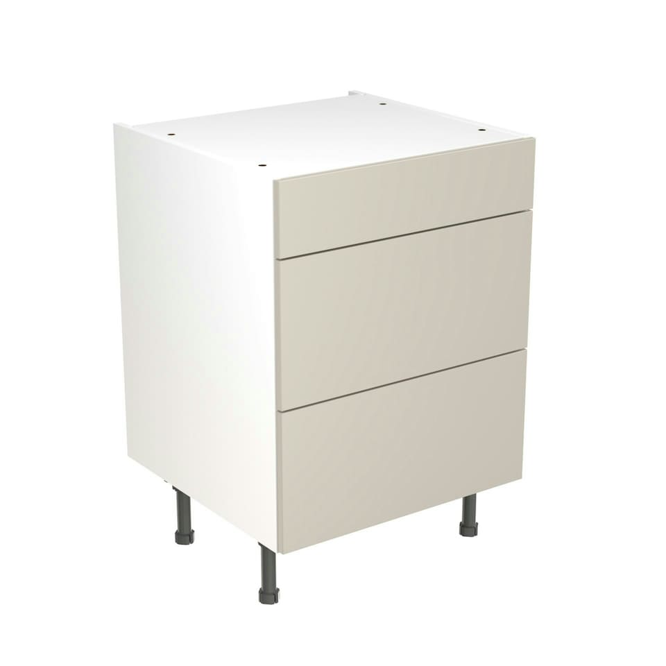 image 1 of 3 Drawer Base Unit 600mm w/ Slab Cabinet Door - Ultra Matt Light Grey Grey | Ultra Matt Light Grey