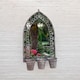 image 1 of Rusty Wall Mirror with Triple Planter - Distressed Metal - L15 x W45 x H78 cm - Light Grey | Grey