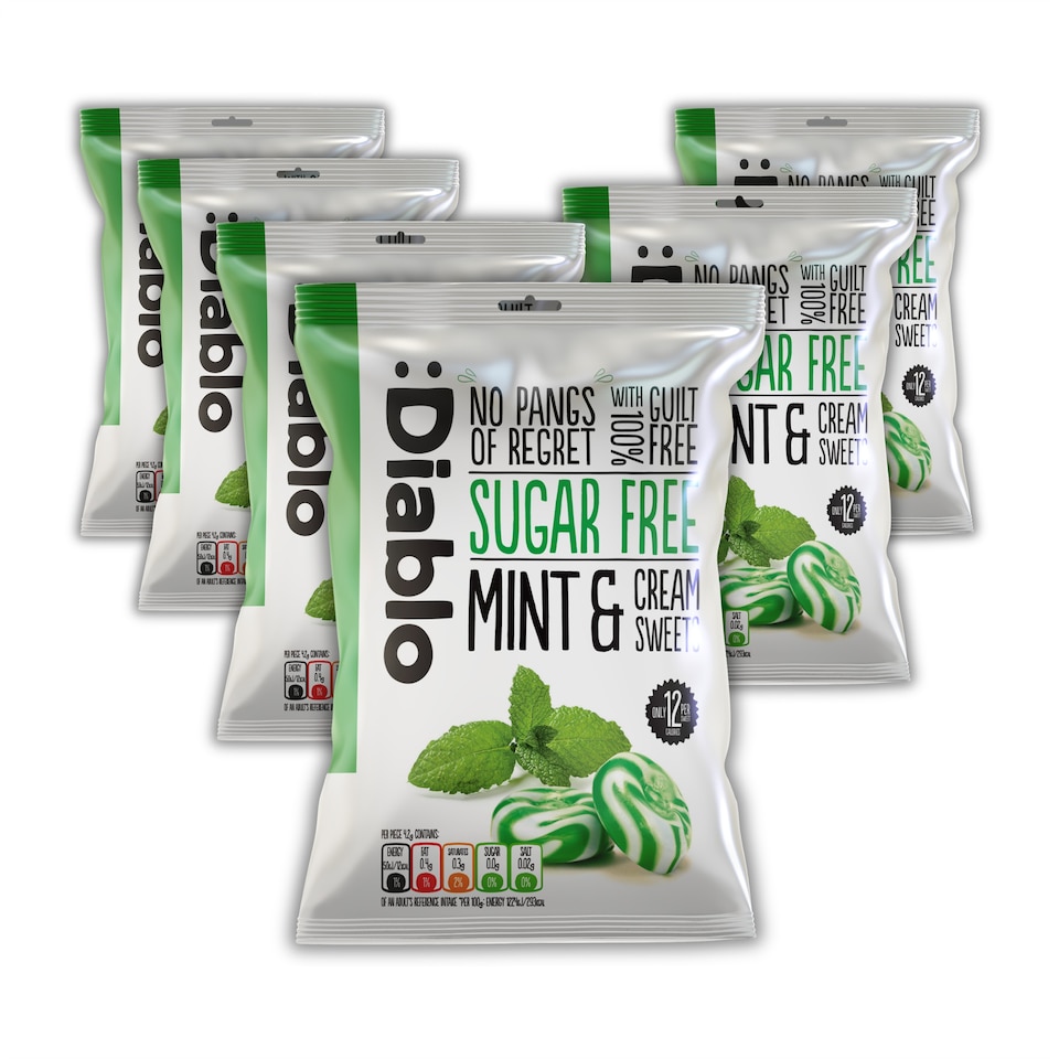 image 1 of Diablo Sugar Free Mint and Cream Sweets 75g 6 Pack