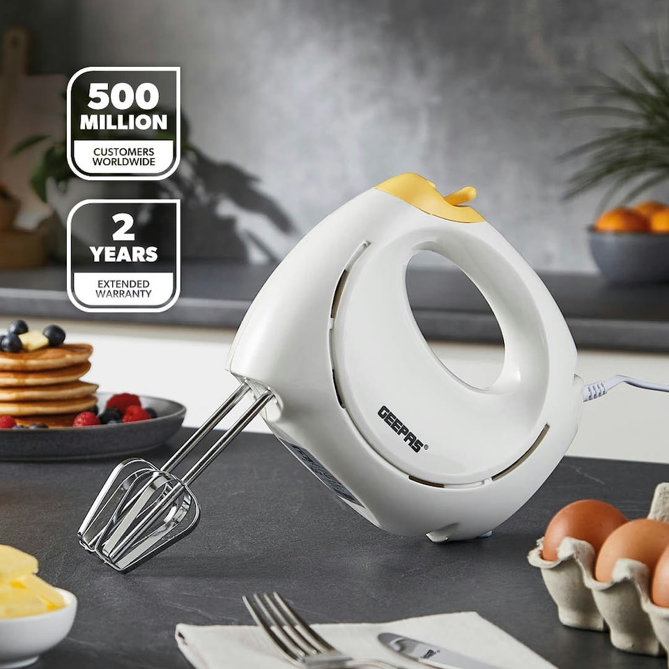 image 1 of GEEPAS Hand Mixer & Hand Blender Set | White