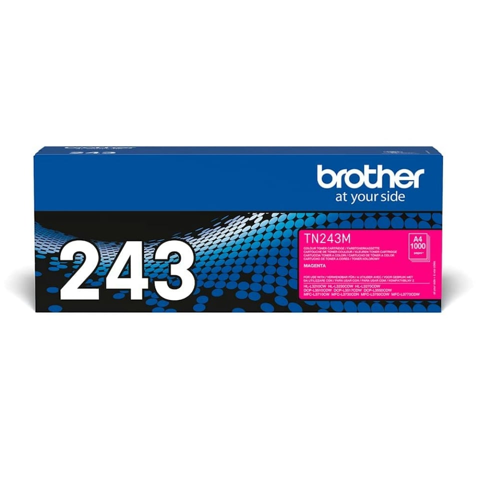 image 1 of Brother TN-243M Toner Cartridge, Magenta, Single Pack, Standard Yield, Includes 1 x Toner Cartridge, Brother Genuine Supplies