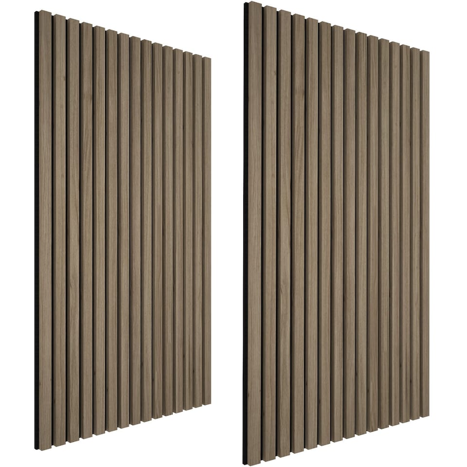 image 1 of Acoustic Wall Panels with Wood Veneer Slats, Thick Felt and Easy to Install | Brown | Dark oak | 120 x 60 x 120 cm | 2