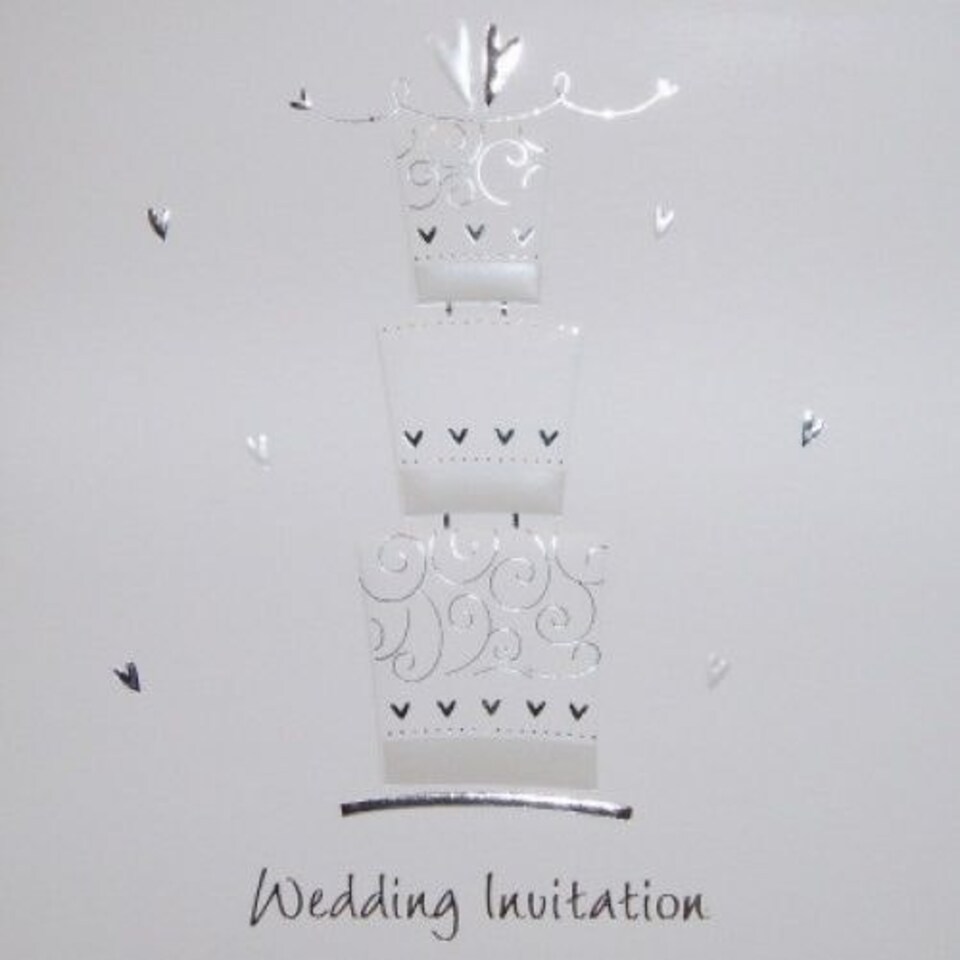 image 1 of Pack of 5 Luxury White 'Cake' Wedding Invitations
