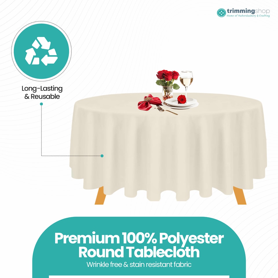 image 1 of Round Polyester Tablecloth, Premium Linen Table Cover - 108 Inch
