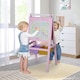 image 2 of HOMCOM Kids Wooden Art Easel with Paper Roll Double-Sided Chalkboard, Whiteboard 