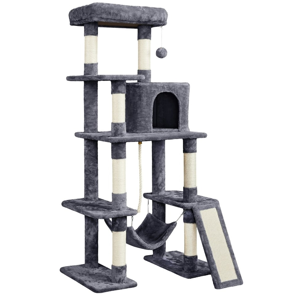 image 1 of Yaheetech Multilevel Plush Kitten Tree Condo Dark Gray