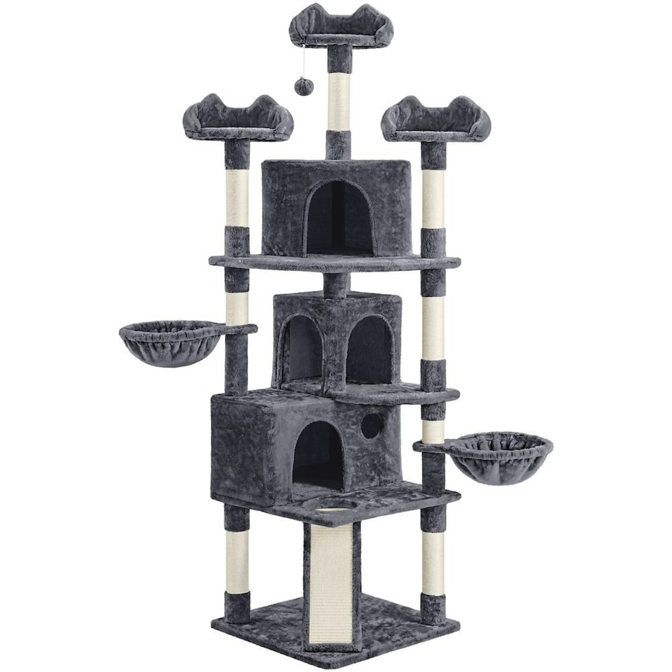 image 1 of Yaheetech Large Cat Tree with 3 Condos Dark Grey