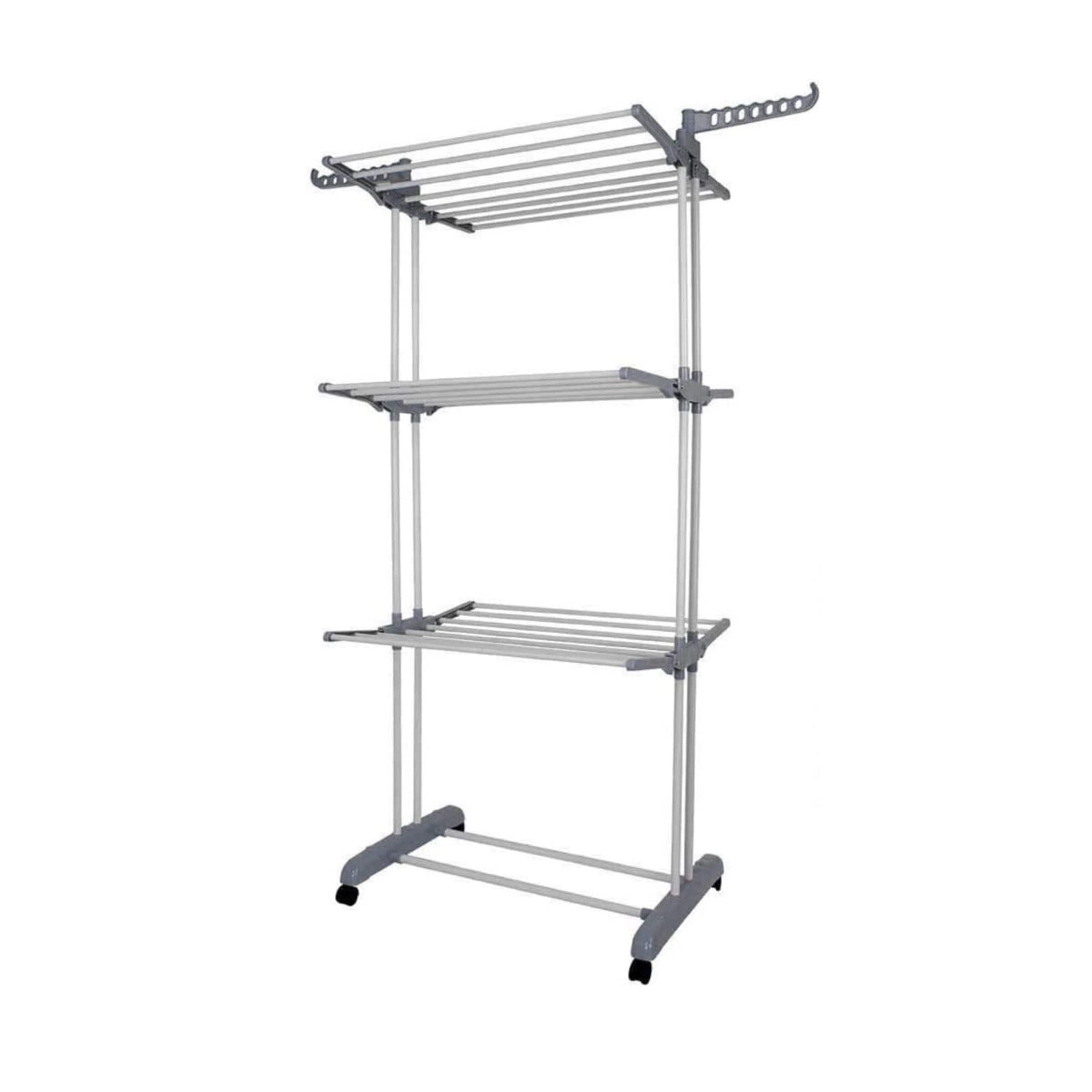 Groundlevel 3 Tier Foldable Clothes Airer Indoor Outdoor Clothes Rack On Wheels