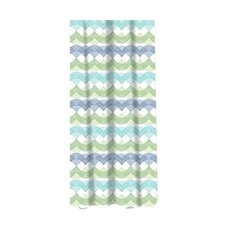 Sabichi Wave Print Shower Curtain And Plastic Hooks - Green/Blue/White - 180 x 180cm