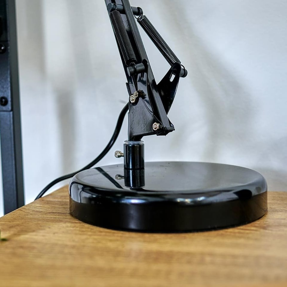 image 1 of ValueLights Retro Adjustable Black Metal Bedside Desk Table Lamp | Black