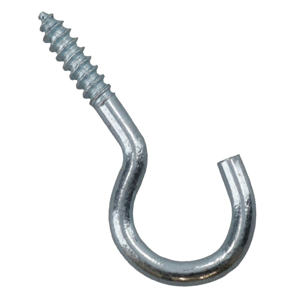 image 1 of Screw Hook Fasteners Hangers Zinc Coated Finish 12mm Dia 40mm length 12pc