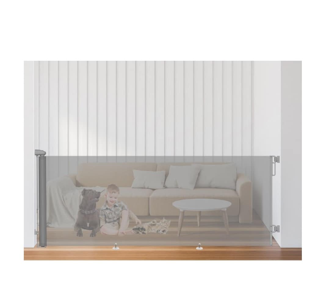 S&D Retractable Baby Gate, Extra Wide up to 250cm, Foldable Stair Safety Barrier for Babies, Pets & Dogs, Extendable Gate ( Grey)