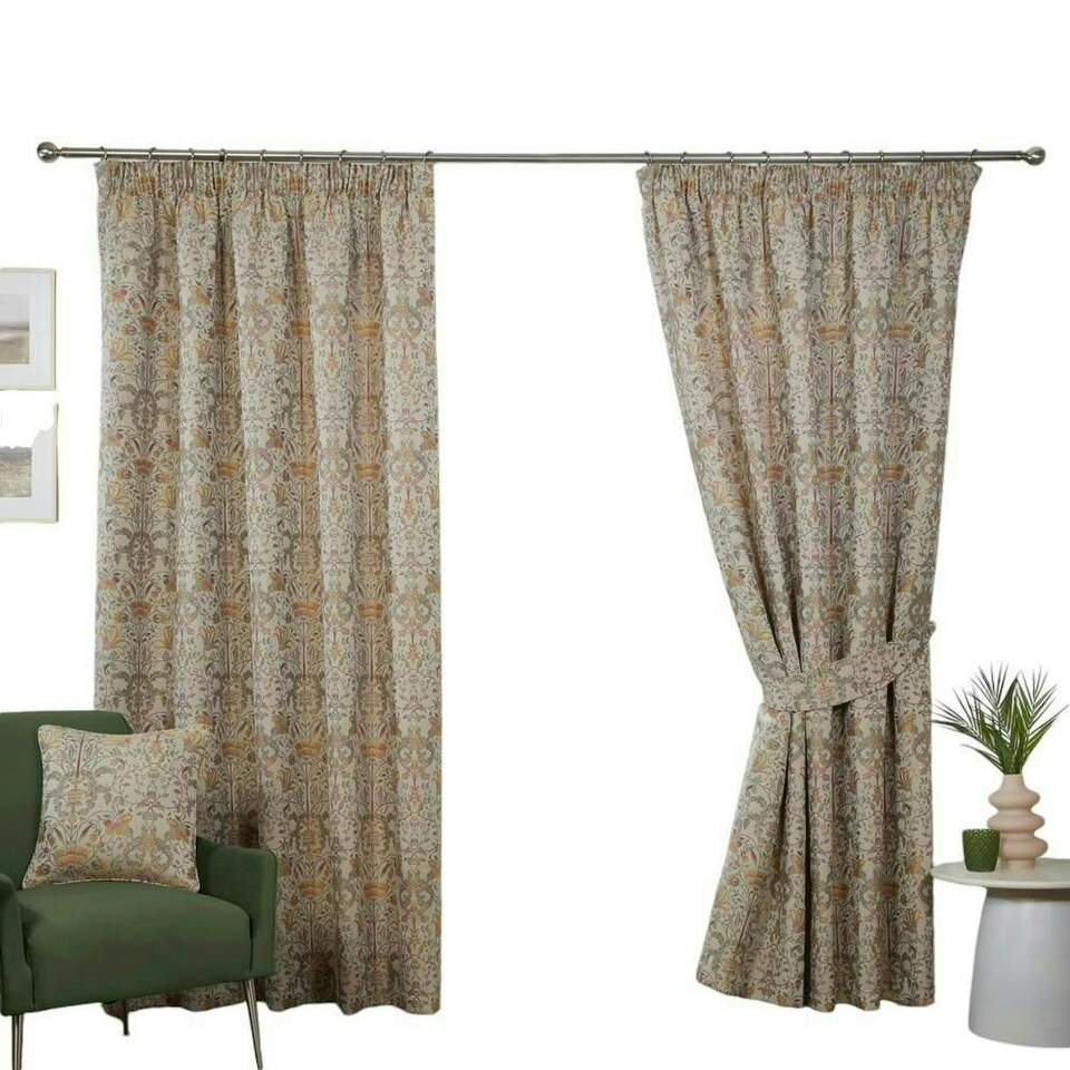 image 1 of Kyoto Pencil Pleat Curtains - Beige - 117cm x 229cm