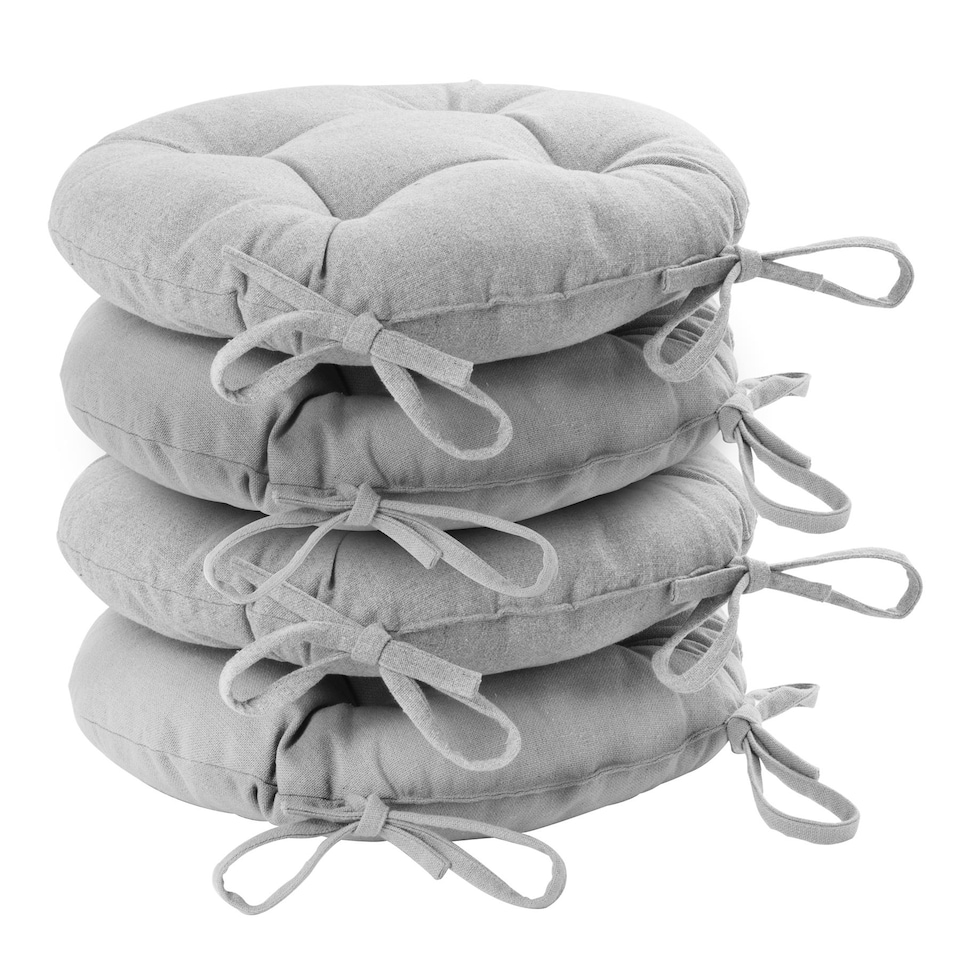 image 1 of Harbour Housewares Round Garden Chair Seat Cushions - Grey - Pack of 4 | Grey | Grey