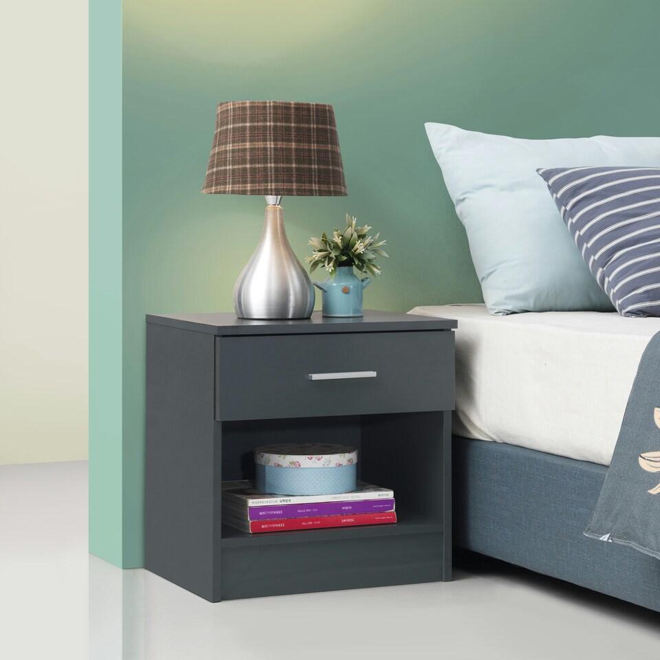 image 1 of Rio Costa Bedside with 1 Drawer Grey