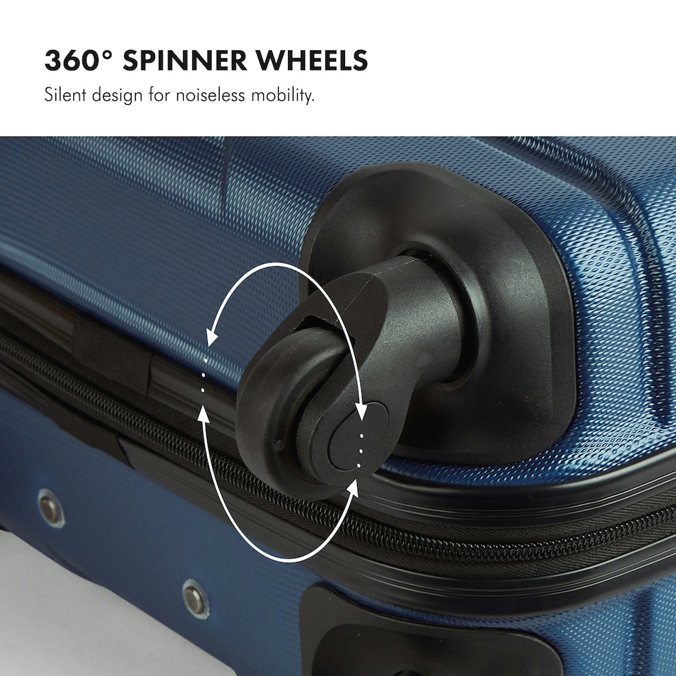 image 1 of VonHaus 3pc Navy Luggage Set, 360° Silent Spinner Wheels