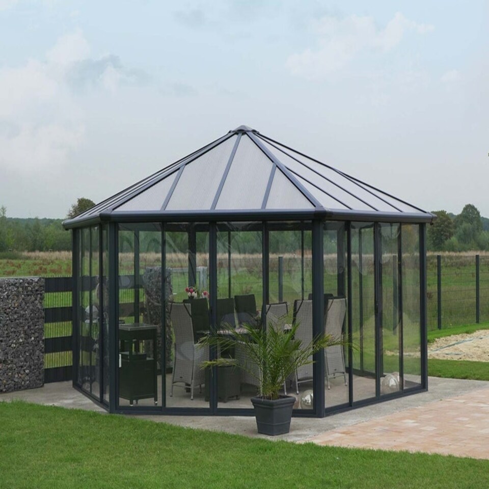 image 1 of Greenhouse Garda Garden Conservatory Bronze - Polycarbonate/Acrylic - L595 x W517 x H332 cm - Grey