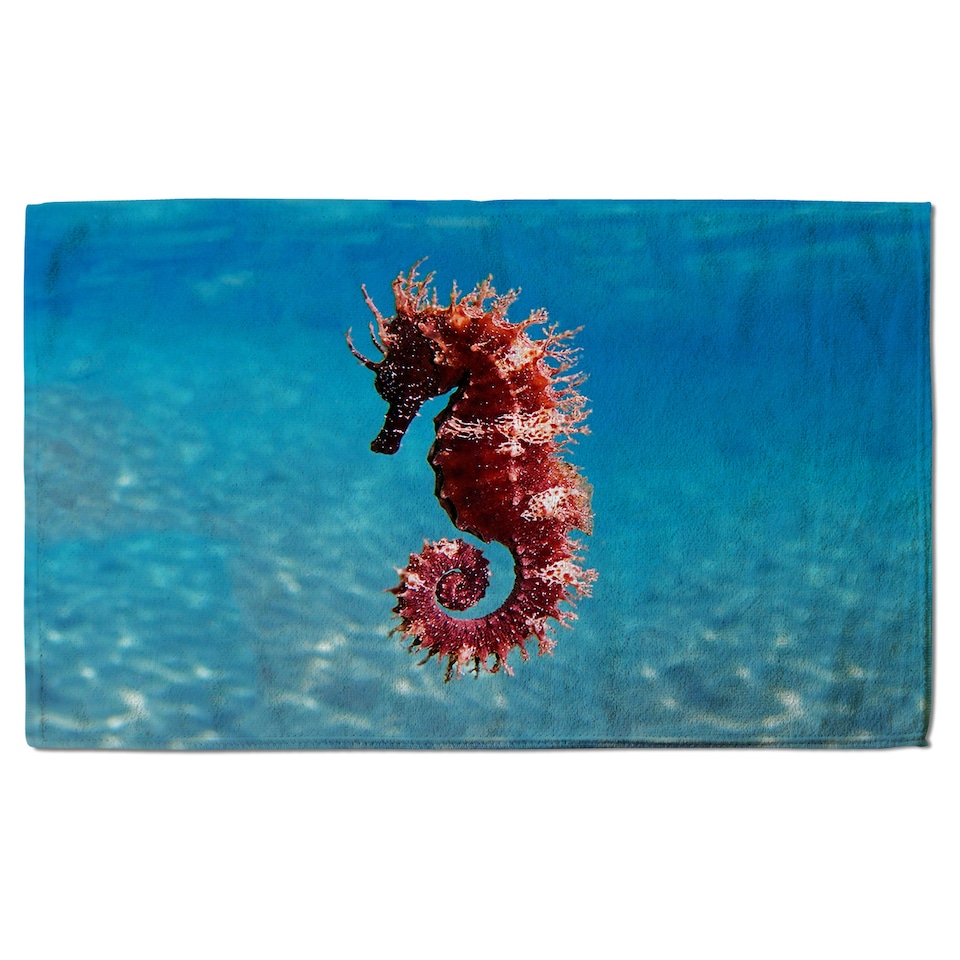 image 1 of Mediterranean Seahorse Designer Bath Towel | Multi