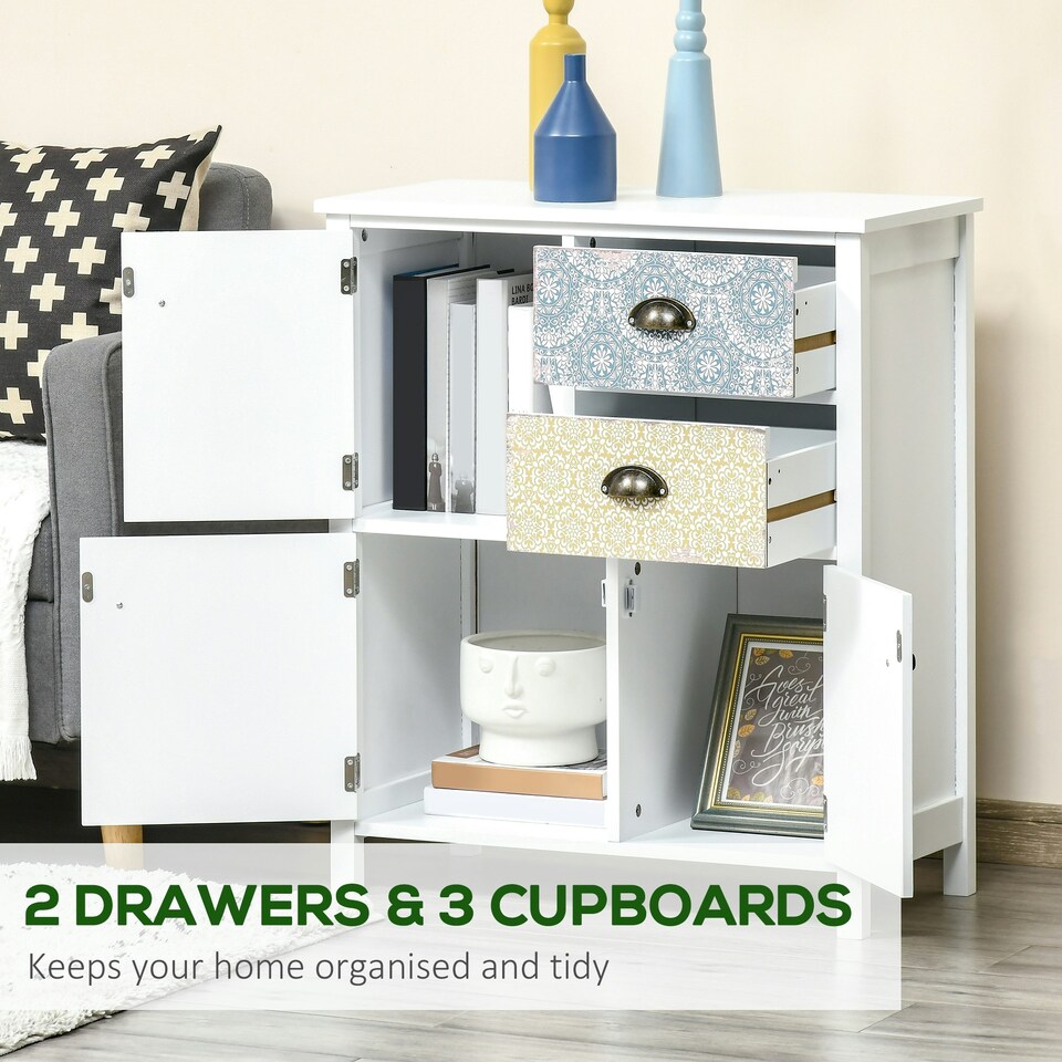 image 1 of HOMCOM 5 Drawer Table Multi-purpose Storage Chest Sideboard Retro Style Entryway