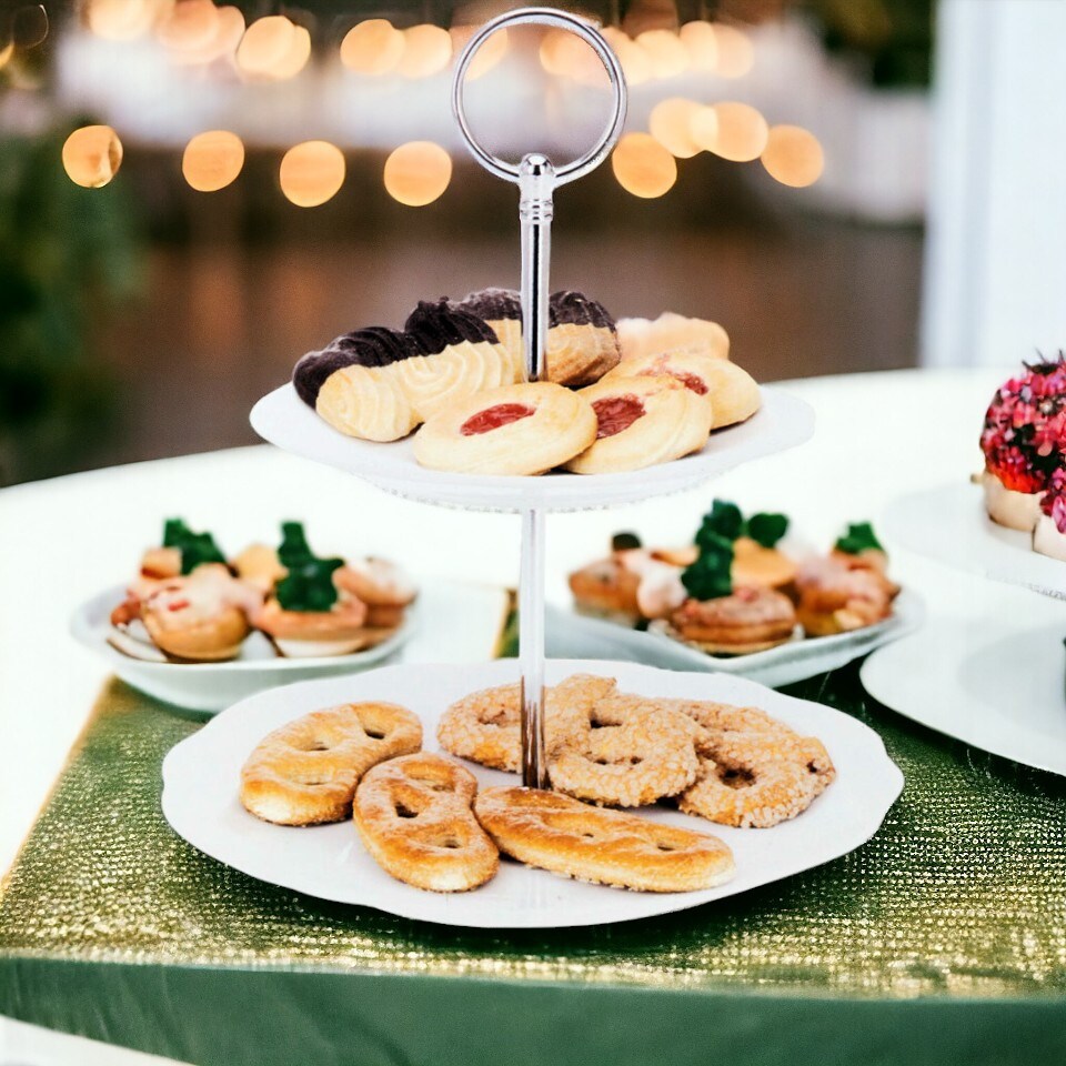 image 1 of 2-Tier Flowery Cake Stand