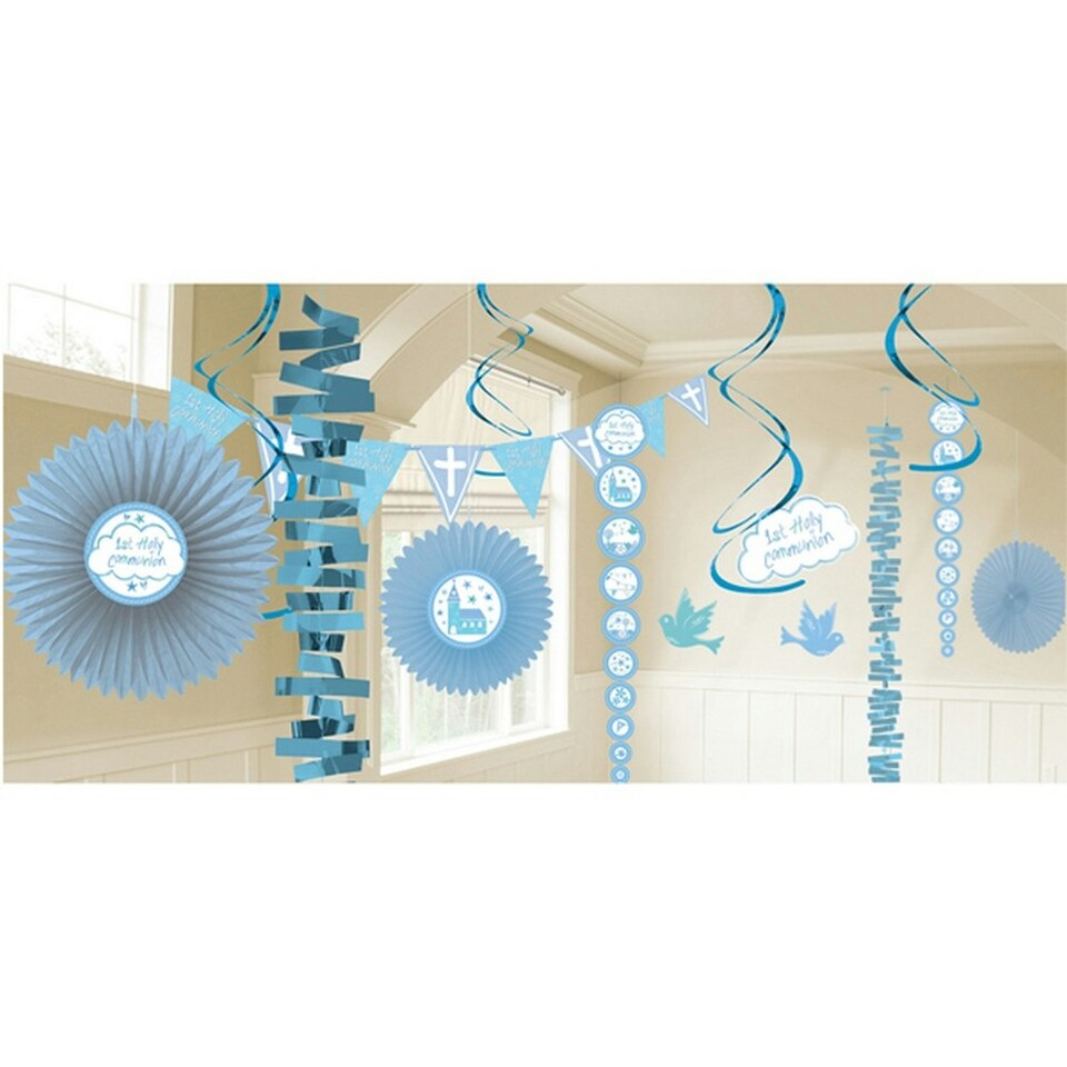 image 1 of Amscan First Holy Communion Church Bunting Decoration Kit - Blue - One Pack