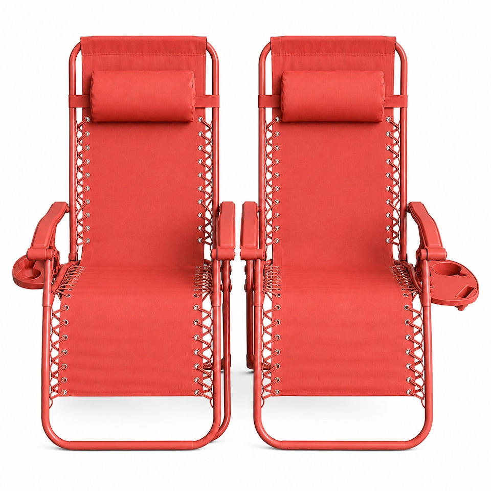 image 1 of Set of 2 Zero Gravity Reclining Foldable Garden Chairs Sun Loungers