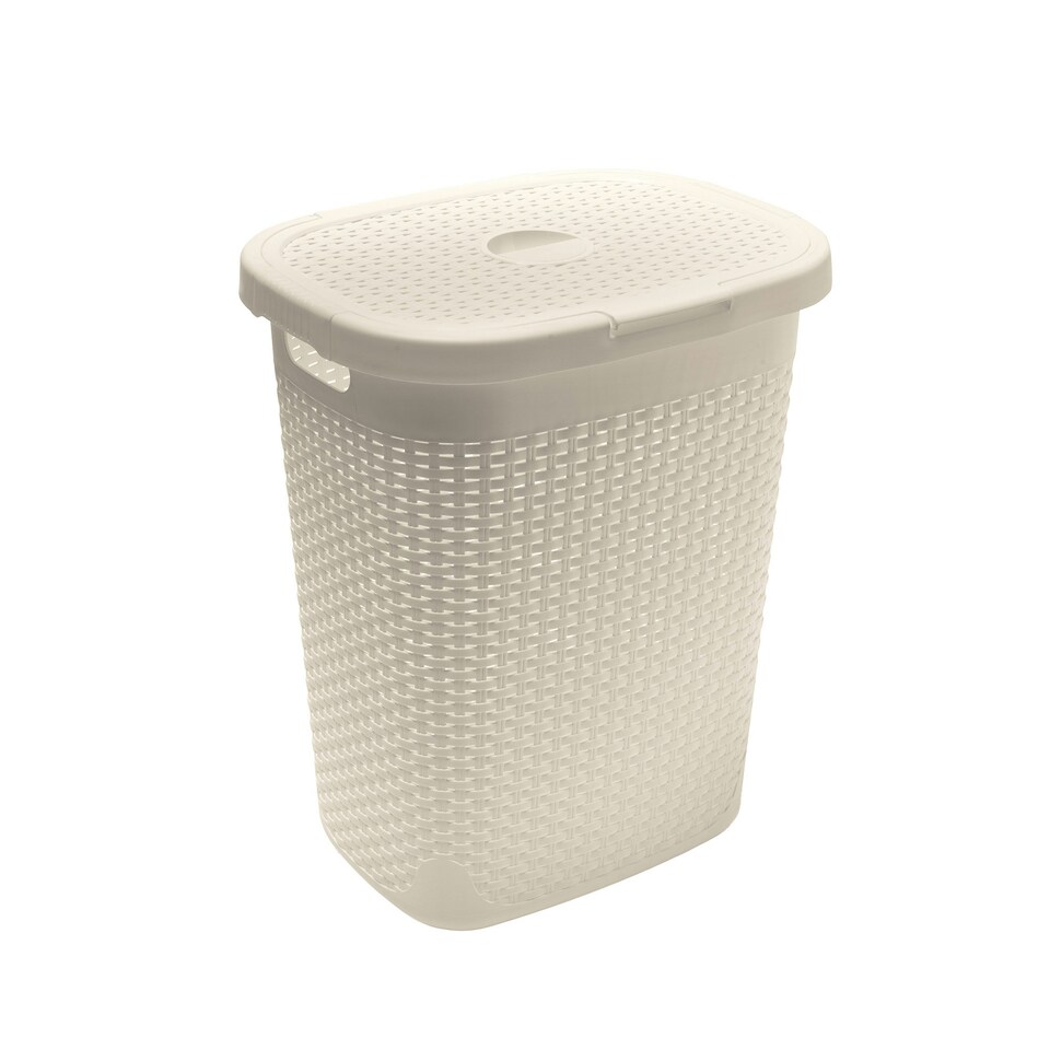 image 1 of Addis Rattan Effect 50L Laundry Hamper - Cream