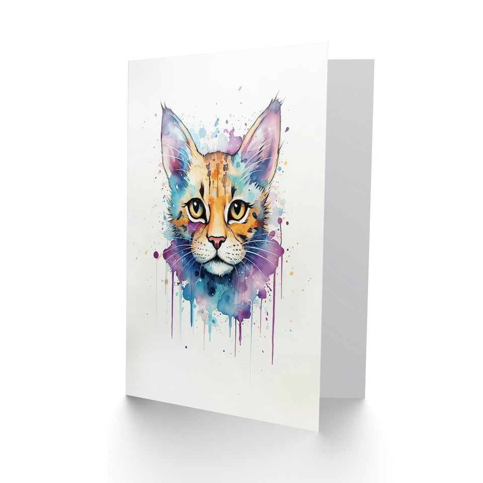 image 1 of Savannah Watercolour Pet Portrait Cat Lover Card