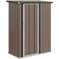 Outsunny 5ft x 3ft Garden Storage Shed, Outdoor Metal Shed with Sloped Roof, Lockable Door for Tools, Equipment, Brown