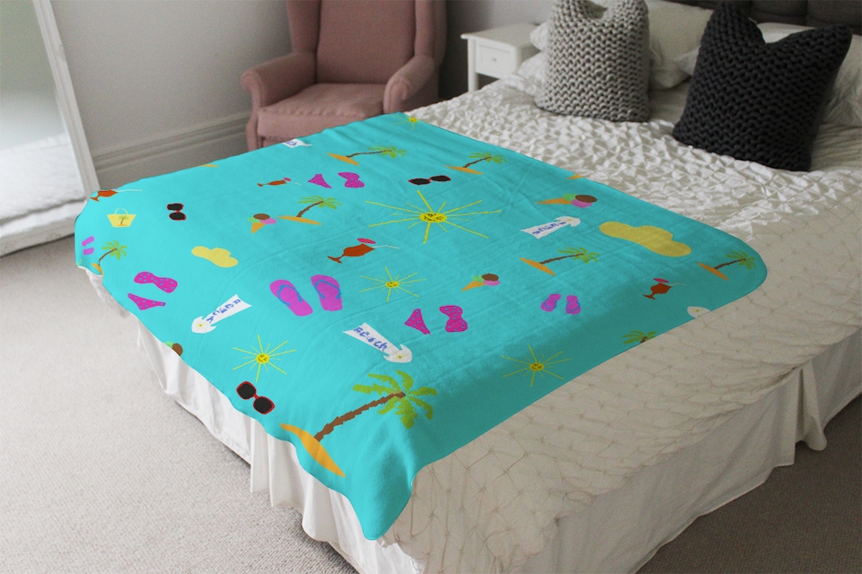 image 1 of Beach Cartoons Blanket | Multi