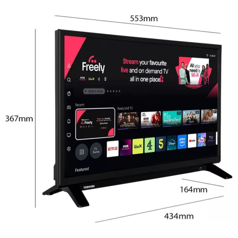 image 1 of Toshiba 24" Inch HD Ready HDR10 VIDAA Freely Smart TV - 24WV2553DB