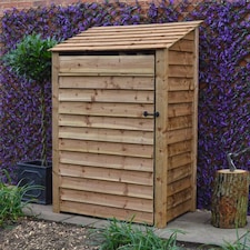 Greetham 6ft Log Store with Doors - L80 x W123 x H181 cm - Rustic Brown