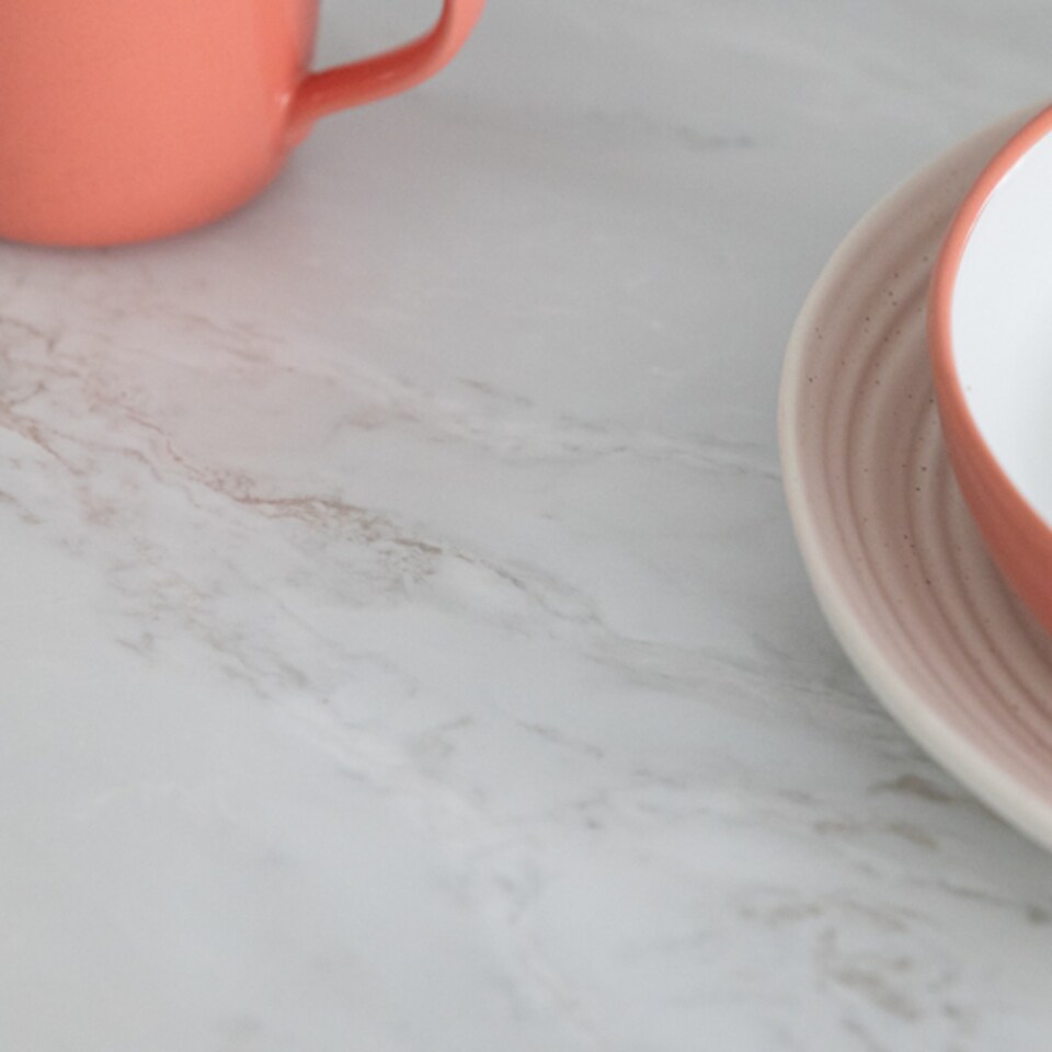 image 1 of Sticky Back Plastic Romeo Matt White Marble Effect Kitchen Self-adhesive Vinyl Wrap for Cupboards, Doors and Worktops 67.5cm x 2m (7 rolls) - d-c-fix