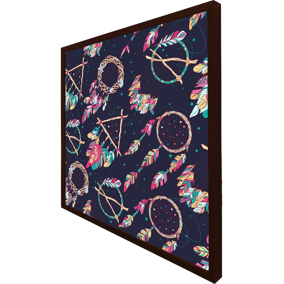 image 1 of Pattern with different dream catcher amulet (Picture Frame) Brown | Oak | M
