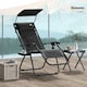 image 1 of Outsunny Zero Gravity Lounger Chair, Folding Reclining Patio Chair with Shade Cover, Padded Seat, Cup Holder, Soft Cushion and Headrest for Poolside, Camping, Black | Black | Black