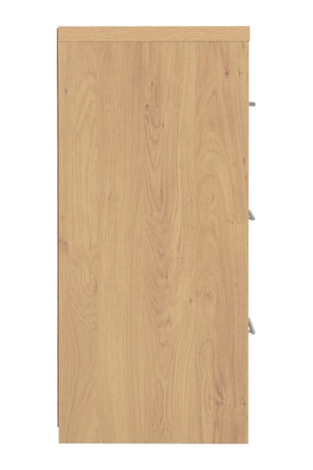 image 1 of Seville 3 Drawer Chest - L39 x W80 x H86 cm - Grey High Gloss/Light Oak Effect Veneer