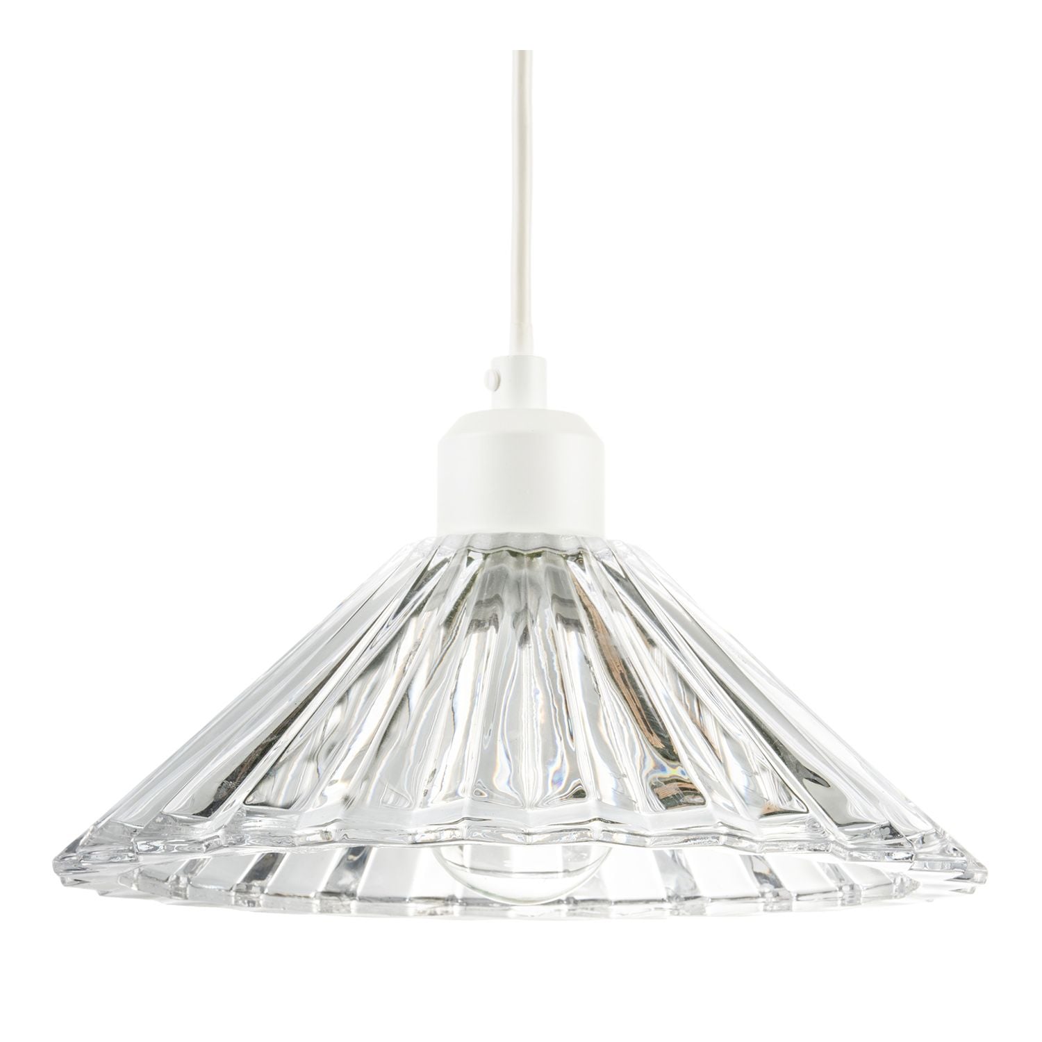 Happy Homewares Modern Vertical Fluted Thick Clear Glass Pendant Ceiling Light Shade