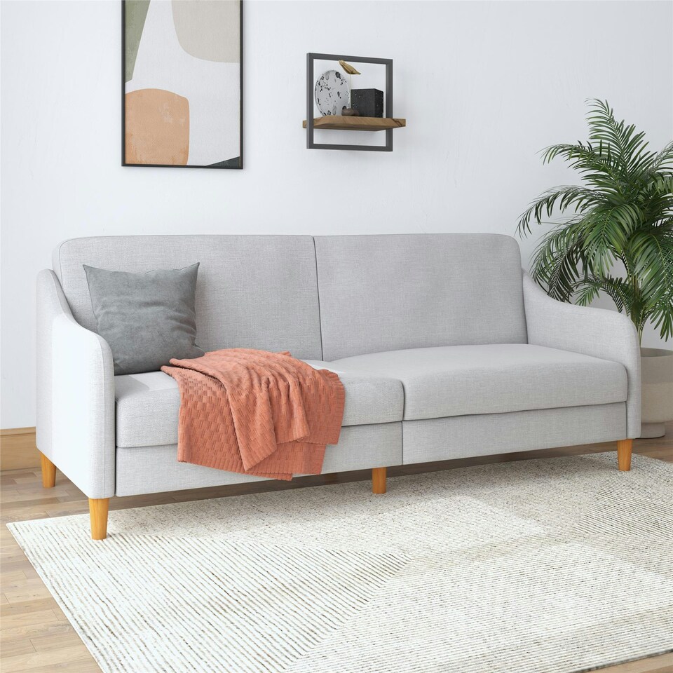 image 1 of Jasper coil 3-seater Sofa Bed in light grey fabric | Grey | LIGHT GREY | Three Seater