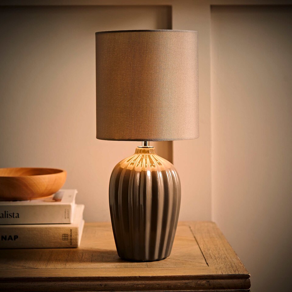 image 1 of ValueLights Carbone Grey Table Lamp Grey Shade | Grey