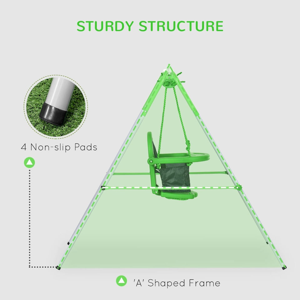 image 1 of Outsunny Nursery Swing with Safety Seat Belt, Support Back for Indoor Outdoor