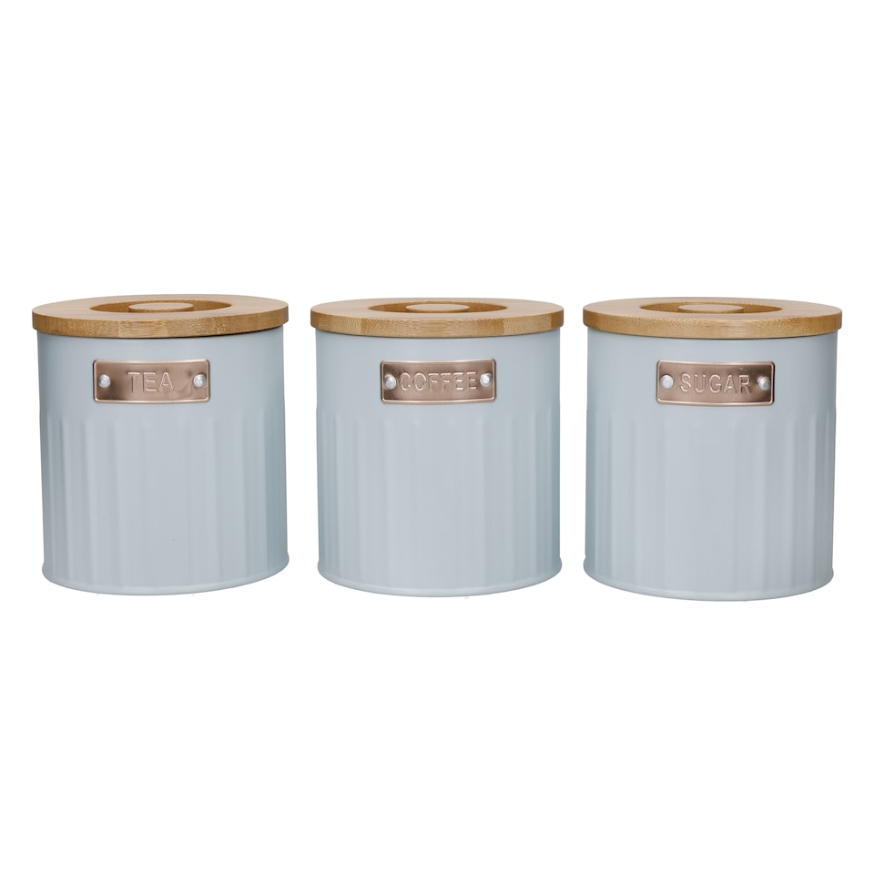 image 1 of KitchenCraft Airtight Tea Coffee Sugar Canister Set Blue