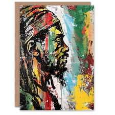 Rastafari Man Jamaica Portrait Modern Colourful Him Her Birthday Card