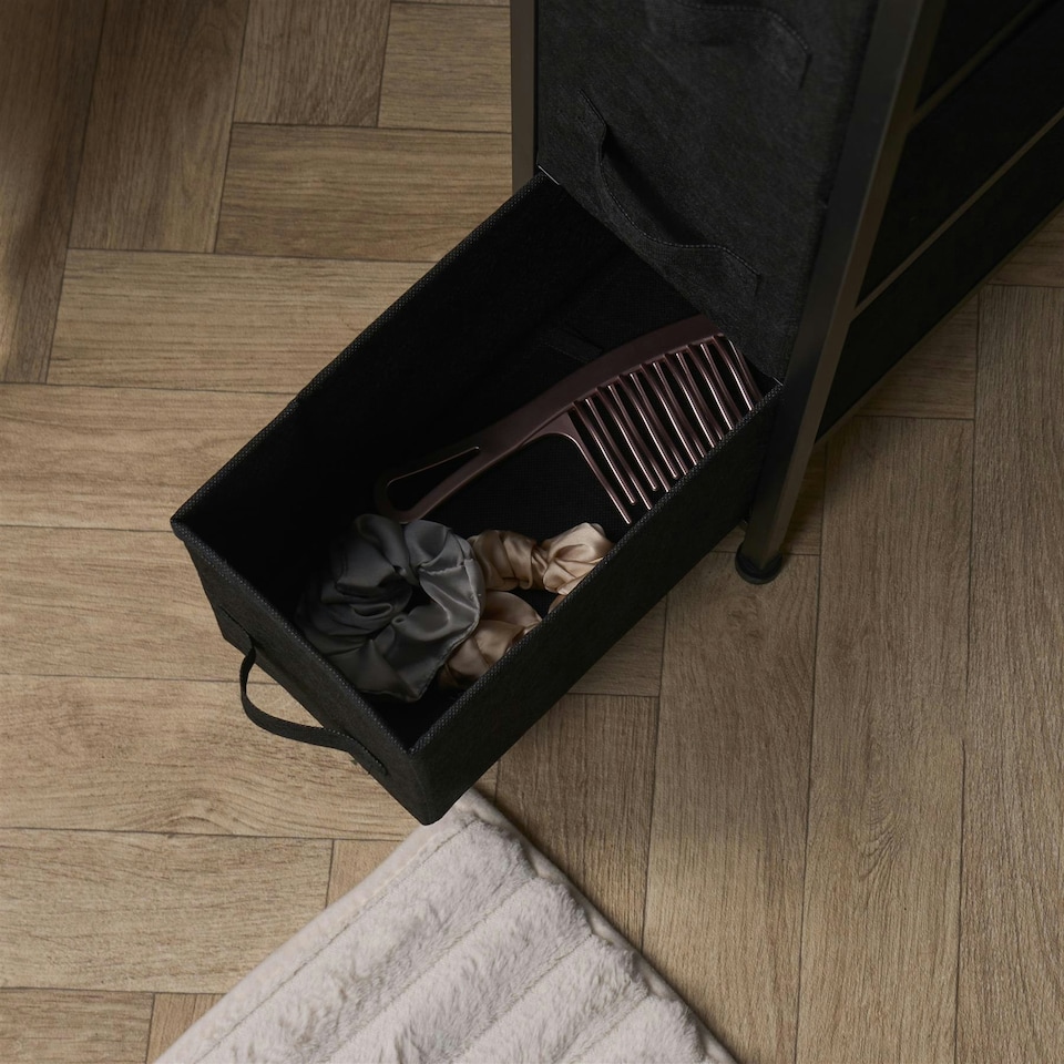 image 1 of OHS Brooklyn 4 Narrow Drawer Home Storage Fabric Display Cabinet - Black Black