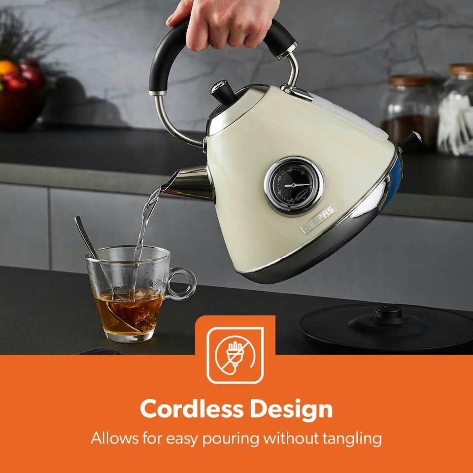 image 1 of GEEPAS 1.7L  Electric Kettle, Retrovive Cream