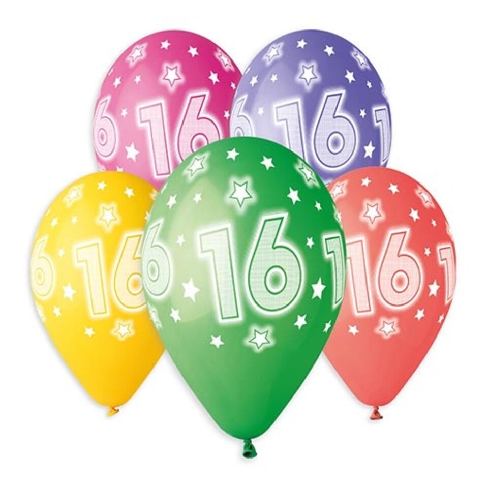 image 1 of Assorted Colour Cosmic Stars Age 16 Latex Balloons 33cm / 13 in - Pack of 6