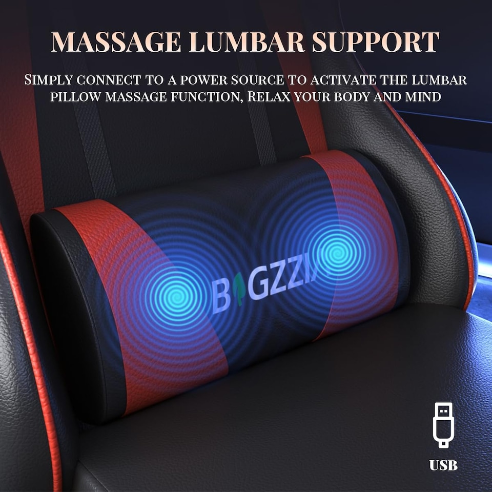 image 1 of Rattantree Ergonomic Gaming Chair Massage Lumbar Footrest Leather Swivel 150 Kg Capacity