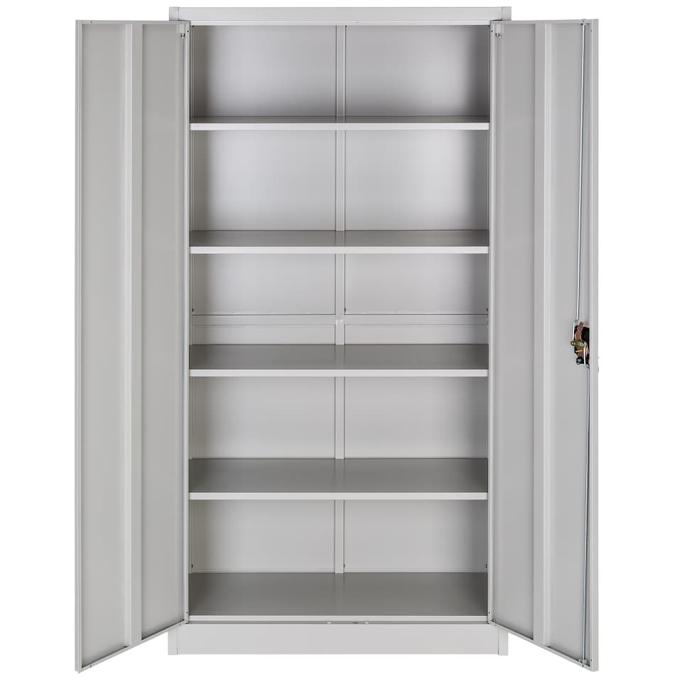 image 1 of Filing Cabinet Set - 5 height-adjustable shelves, lockable doors | Grey | grey | 40 x 90 x 180 cm | 2