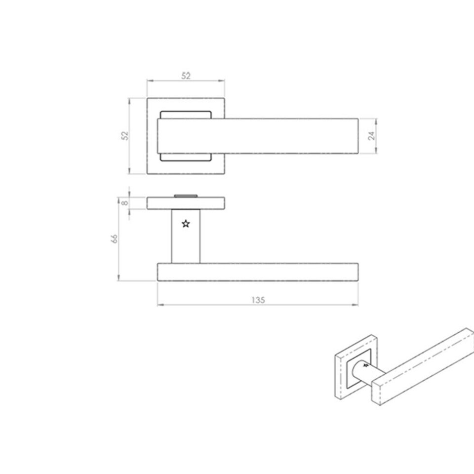 image 1 of 4x PAIR Square Cut Straight Bar Handle on Square Rose Concealed Fix Satin Steel