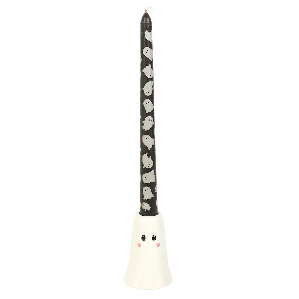 image 1 of Something Different Sweet Ghost Candle Holder - White/Black - One Size