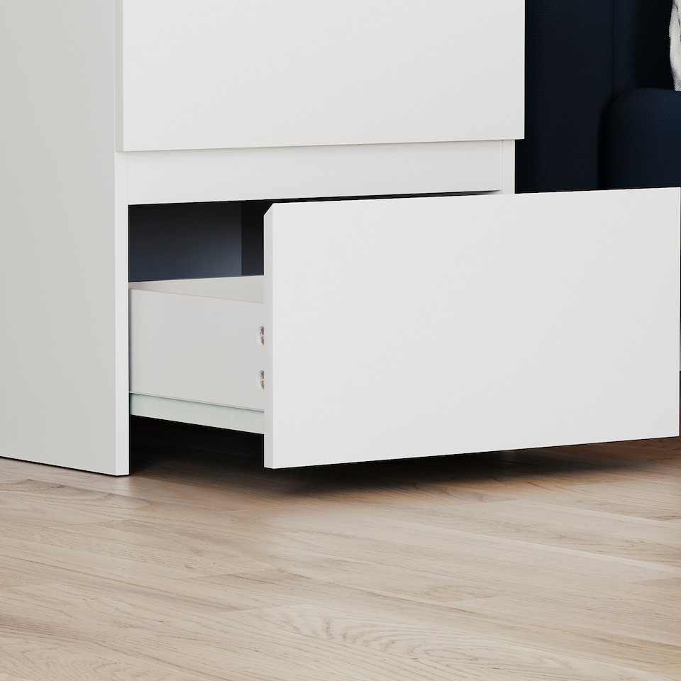 image 1 of Vida Designs Denver 2 Drawer Large Bedside Chest Cabinet Table Nightstand, White